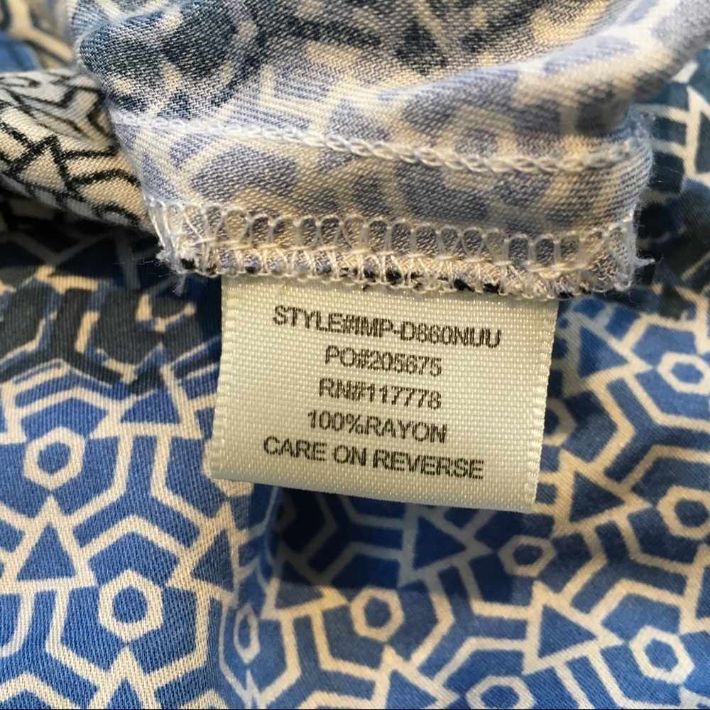 Lovestitch Geometrical Blue Wrap Long Sleeve Geometric Print Top Small - Picture 6 of 7